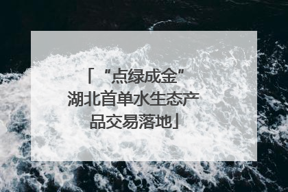 “点绿成金” 湖北首单水生态产品交易落地