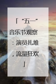 “五一”音乐节观察：演员扎堆，流量狂欢