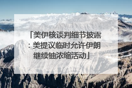 美伊核谈判细节披露：美提议临时允许伊朗继续铀浓缩活动