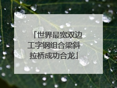 世界最宽双边工字钢组合梁斜拉桥成功合龙