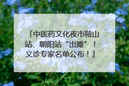中医药文化夜市鞍山站、朝阳站“出摊”！义诊专家名单公布！