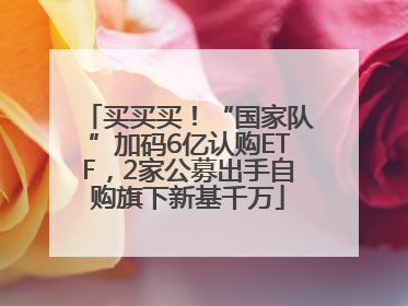 买买买！“国家队”加码6亿认购ETF，2家公募出手自购旗下新基千万