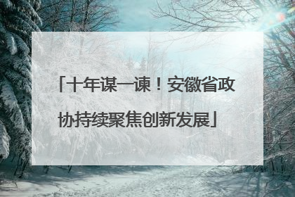 十年谋一谏！安徽省政协持续聚焦创新发展