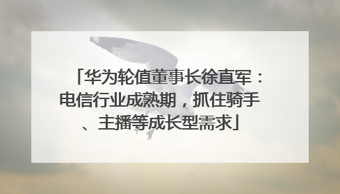 华为轮值董事长徐直军：电信行业成熟期，抓住骑手、主播等成长型需求