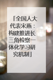 全国人大代表宋燕：构建推进长三角检察一体化学习研究机制