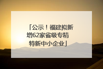 公示！福建拟新增62家省级专精特新中小企业