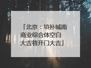 北京：填补城南商业综合体空白 大吉巷开门大吉