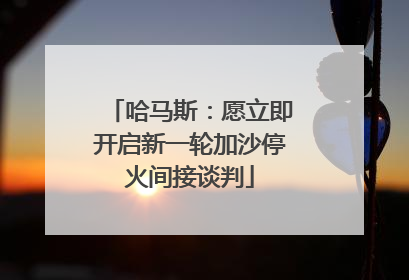 哈马斯：愿立即开启新一轮加沙停火间接谈判
