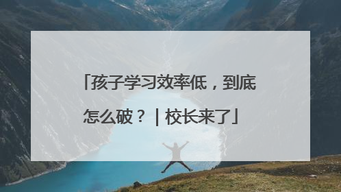 孩子学习效率低，到底怎么破？｜校长来了