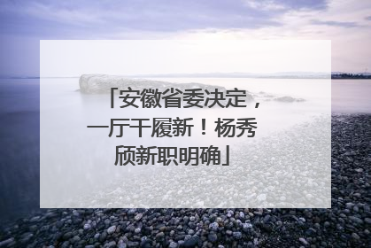 安徽省委决定，一厅干履新！杨秀颀新职明确