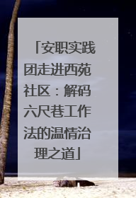 安职实践团走进西苑社区：解码六尺巷工作法的温情治理之道