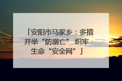 安阳市马家乡：多措并举“防溺亡” 织牢生命“安全网”