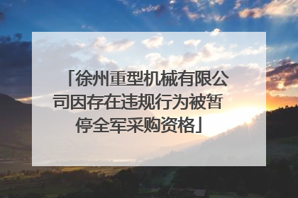 徐州重型机械有限公司因存在违规行为被暂停全军采购资格