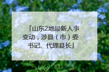 山东2地最新人事变动，涉县（市）委书记、代理县长