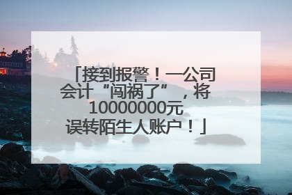 接到报警！一公司会计“闯祸了”，将10000000元误转陌生人账户！