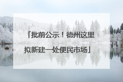 批前公示！德州这里拟新建一处便民市场