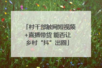 村干部触网短视频+直播带货 能否让乡村“抖”出圈
