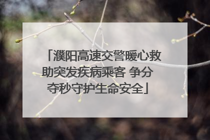 濮阳高速交警暖心救助突发疾病乘客 争分夺秒守护生命安全