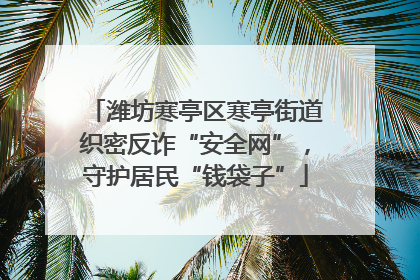潍坊寒亭区寒亭街道织密反诈“安全网”，守护居民“钱袋子”