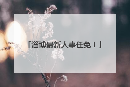淄博最新人事任免！
