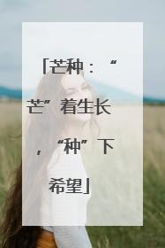 芒种：“芒”着生长，“种”下希望