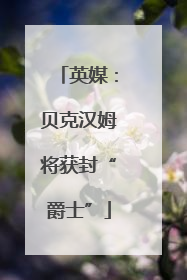 英媒：贝克汉姆将获封“爵士”
