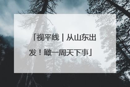 视平线｜从山东出发！瞰一周天下事