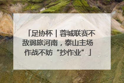 足协杯｜蓉城联赛不敌弱旅河南，泰山主场作战不妨“抄作业”