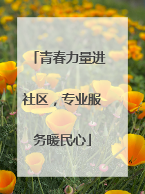 青春力量进社区，专业服务暖民心