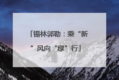 锡林郭勒：乘“新”风向“绿”行