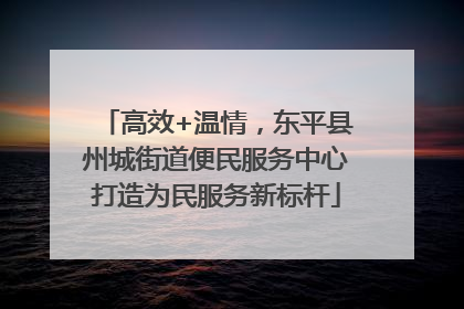 高效+温情，东平县州城街道便民服务中心打造为民服务新标杆