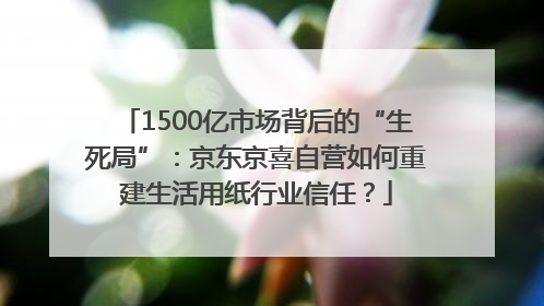 1500亿市场背后的“生死局”：京东京喜自营如何重建生活用纸行业信任？
