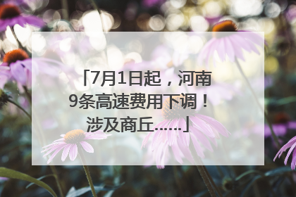 7月1日起，河南9条高速费用下调！涉及商丘……
